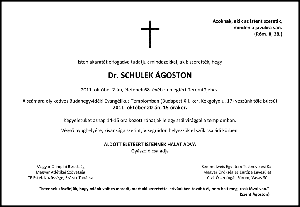 Dr. Schulek Ágoston temetése