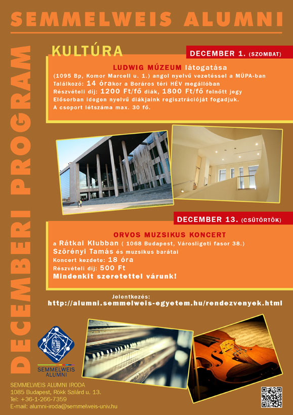 A Semmelweis Alumni decemberi programjai