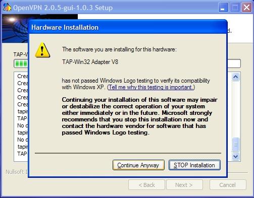 VPN telepítés, 6. lépés VPN telepítés, 6. lépés