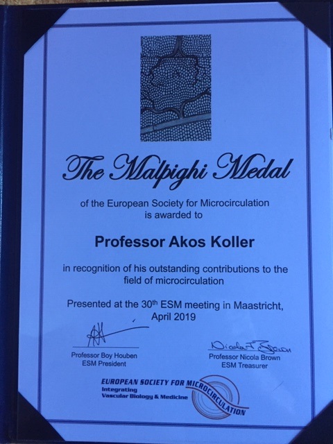 Malpighi díjat kapott Dr. Koller Ákos