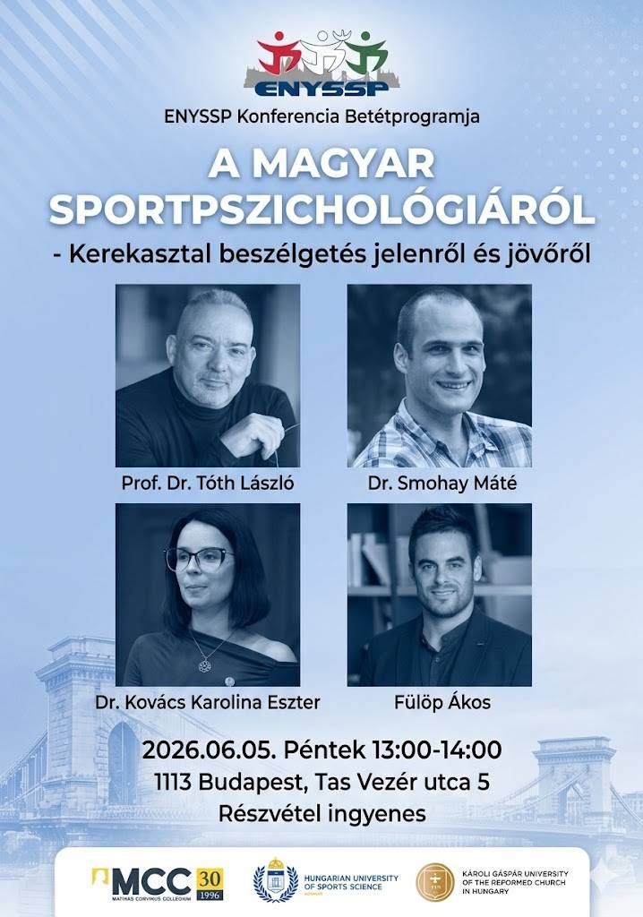Kerekasztal beszelgetest rendeznek TF es reszvetellel a magyar sportpszichologiarol az Ensypp konferencian