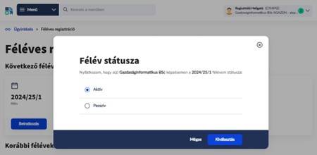 felev statusz