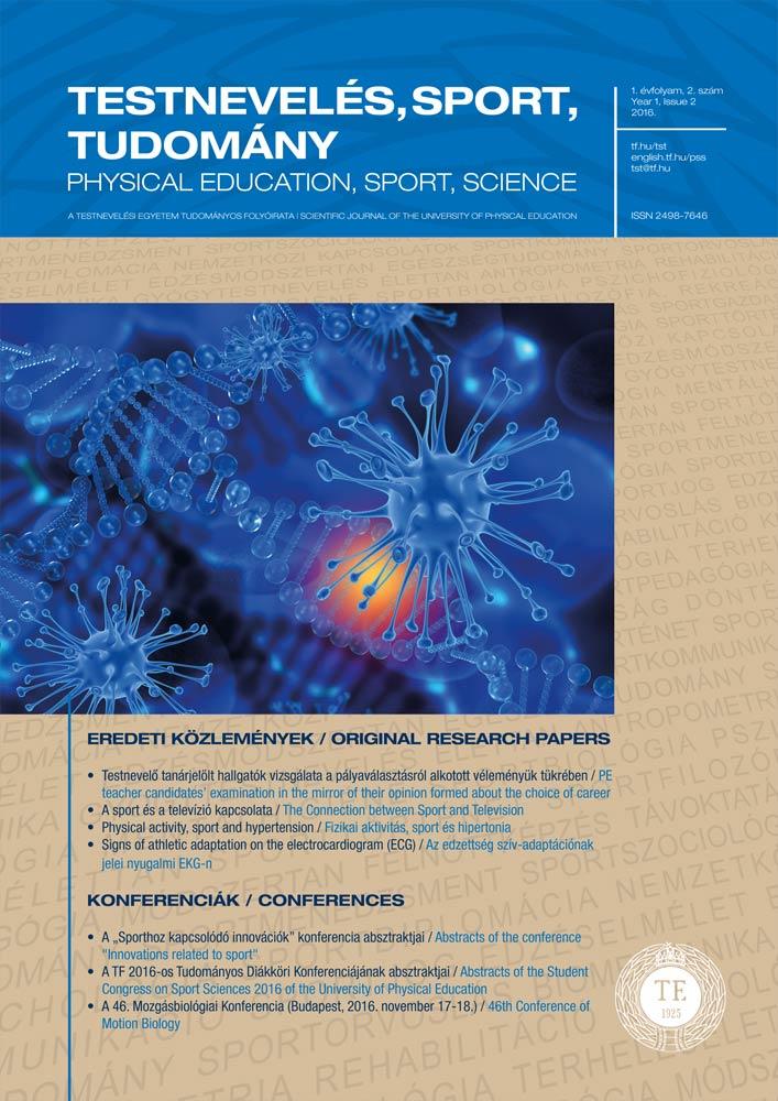 A Testnevelési Egyetem Tudományos Folyóirata 2016/2 (címlap)